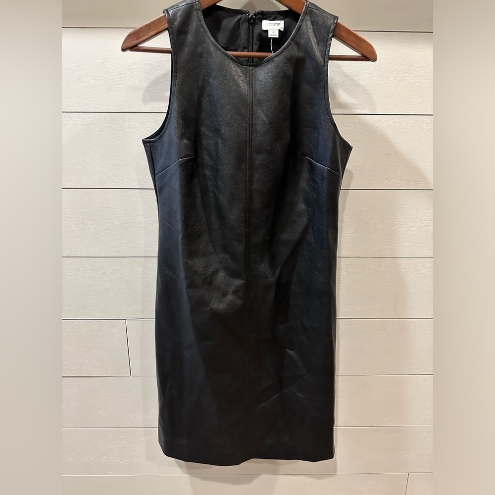 JCREW Black Faux Leather Sleevless Mini Dress- size 4